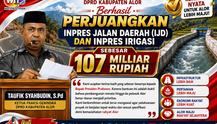 Perjuangkan Infrastruktur Daerah, Fraksi Gerindra DPRD Alor Sukses Perjuangkan IJD Dan Inpres Irigasi Sebesar 107 Miliar Dari Pemerintah Pusat
