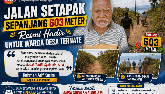 Kades Ternate Ucapkan Terima Kasih Ke Anggota DPRD Alor Taufik Syabudin, Jalan Setapak 603 Meter Resmi Hadir Untuk Warga