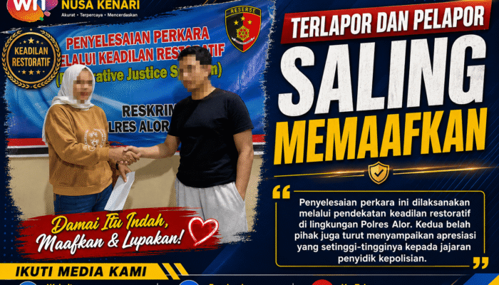 Perdamaian Restoratif Kasus Dugaan Penganiayaan Terlaksana Di Polres Alor, Terlapor Dan Pelapor Saling Memaafkan